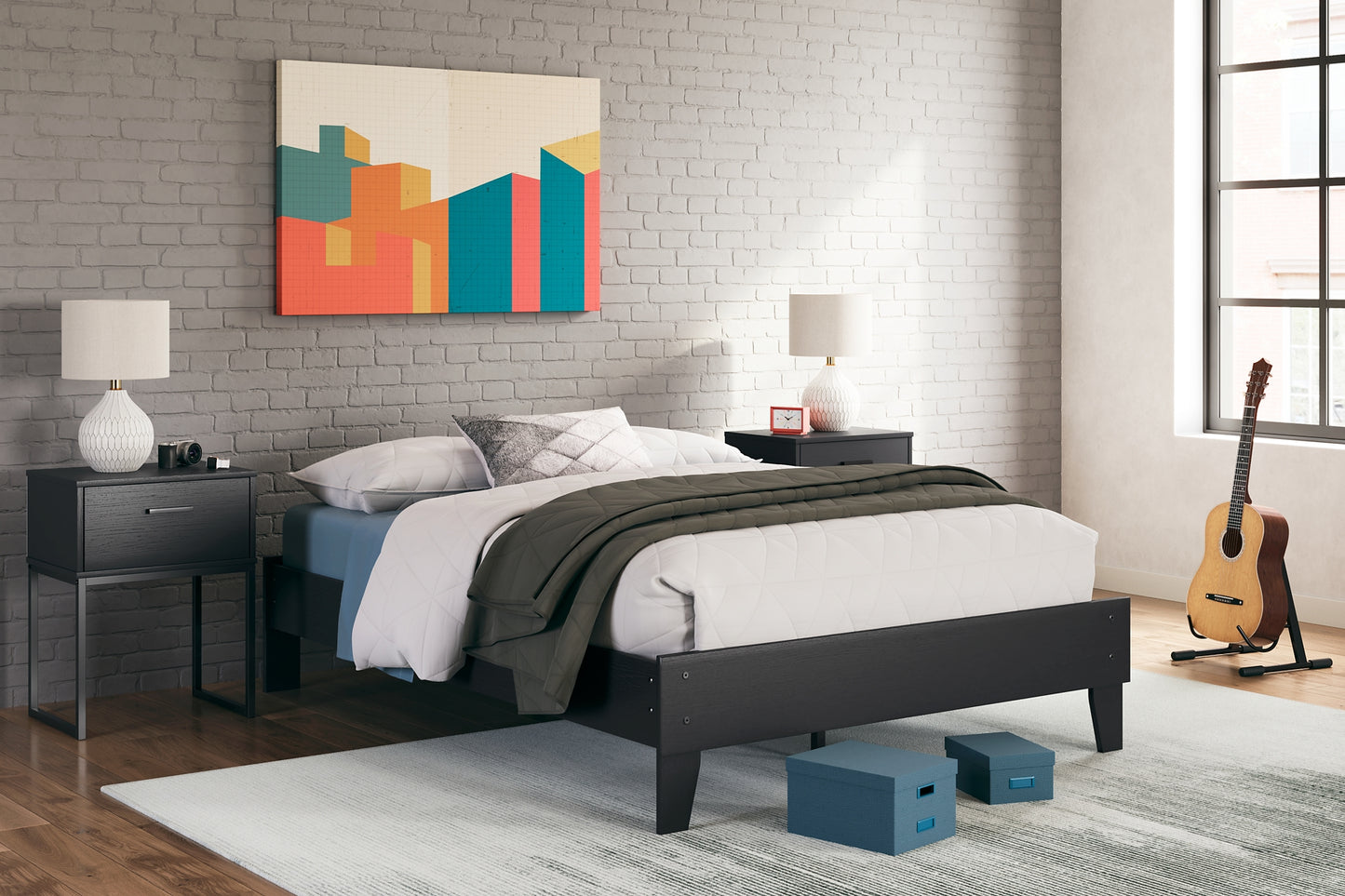 Socalle Full Platform Bed with Dresser, Chest and 2 Nightstands