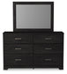 Belachime Full Panel Bed with Mirrored Dresser, Chest and Nightstand