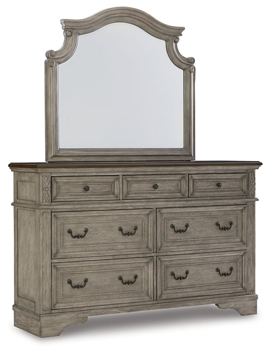 Lodenbay California King Panel Bed with Mirrored Dresser, Chest and Nightstand